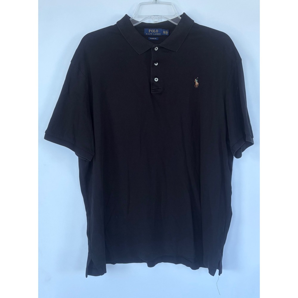 Polo Ralph Lauren Men XL Classic Fit Black Short Sleeve Cotton Polo Shirt Preppy